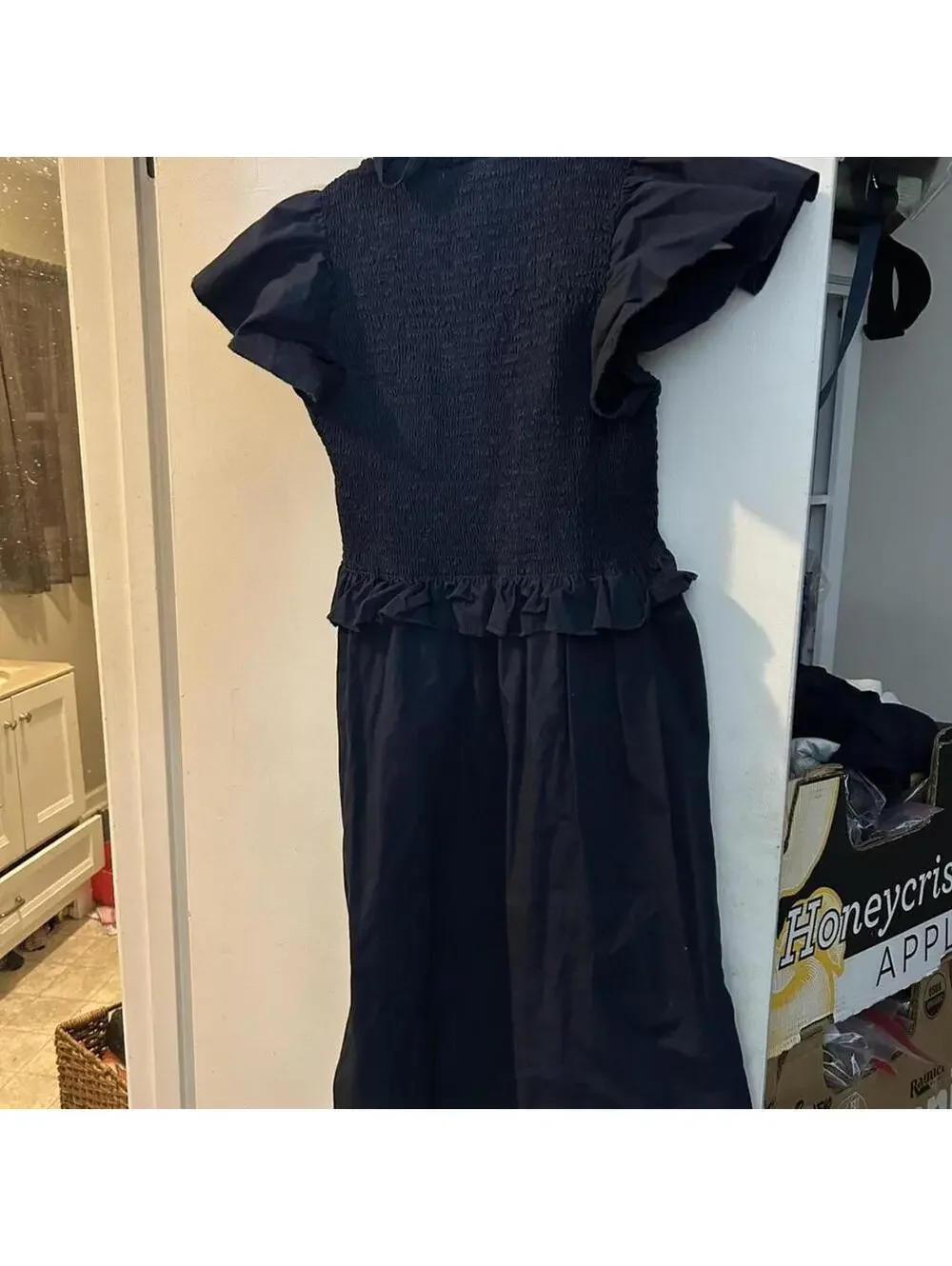Sunday up youth size medium blue ruffled dress with flowy bottom.